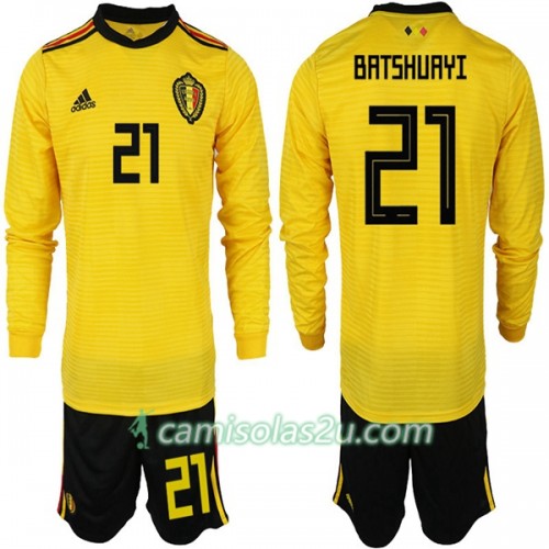 Camisolas de Futebol Bélgica BATSHUAYI 21 Criança Equipamento Alternativa Copa do Mundo 2018 Manga Comprida Camisolas de Futebol Bélgica BATSHUAYI 21 Criança Equipamento Alternativa Copa do Mundo 2018 Manga Comprida